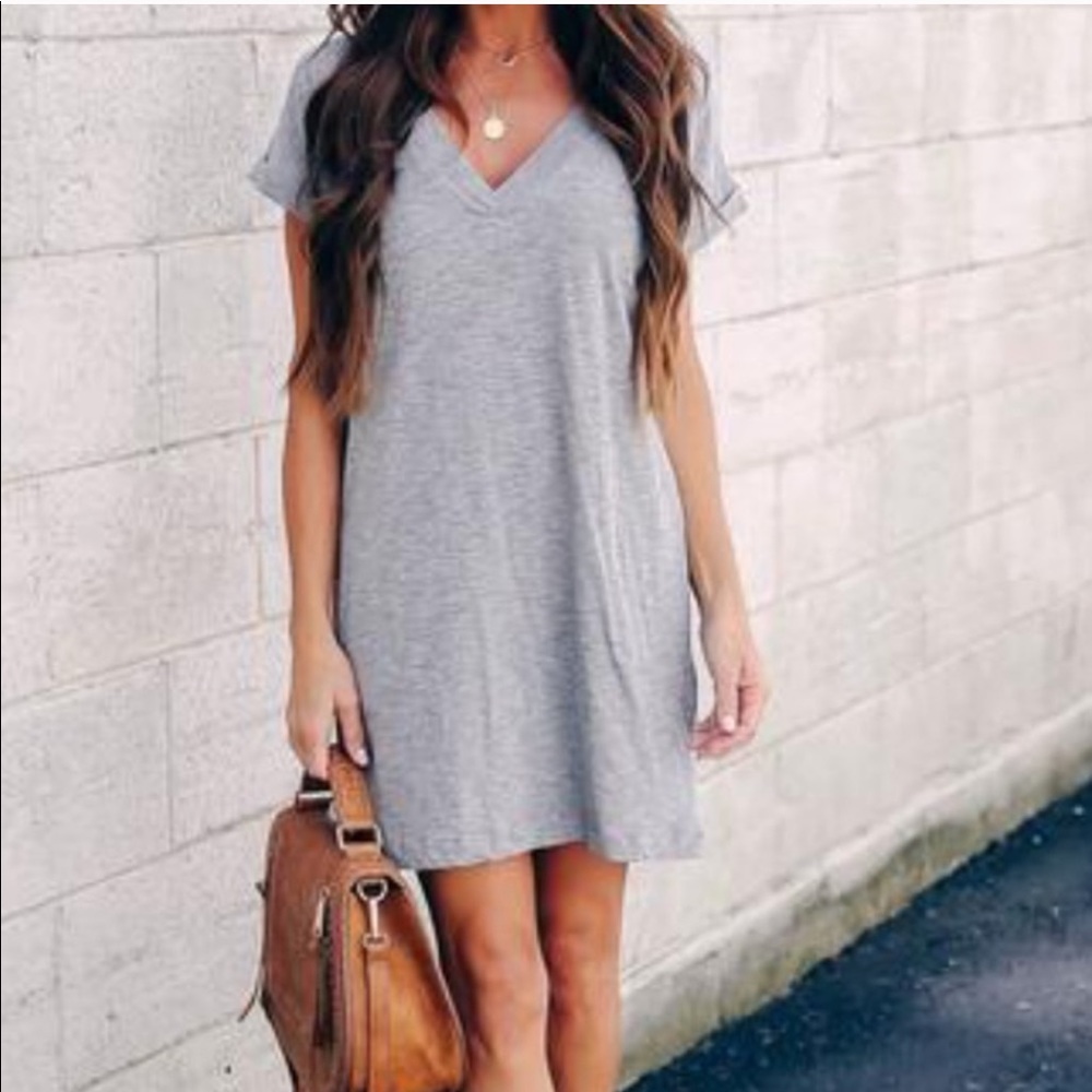 Cotton Blend Pocketed T-Shirt Dress w/ pockets